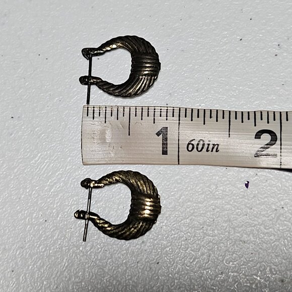 Gold Tone Doorknocker Hoop Drop Earrings Boho Statement Womens Costume Jewelry - Picture 4 of 4